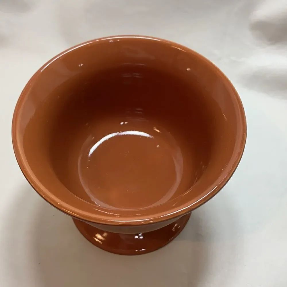 Tuscan Pumpkin Orange Color Dessert Sorbet Cereal Serve Bowl Foot Pedestal Set 2 - Picture 11 of 16